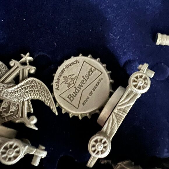 Vintage 1999 Complete Fort Budweiser Anheuser Busch 7 Piece Pewter Train - Picture 8 of 10